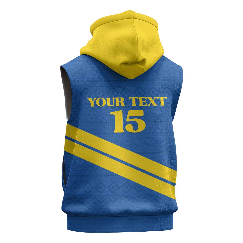 Custom Rwanda Football Sleeveless Zip Hoodie Pride Of Rwanda - Blue - African Pride