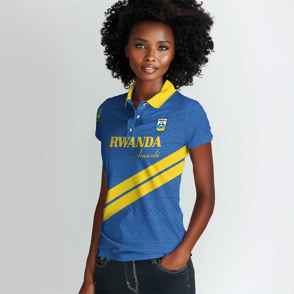 Custom Rwanda Football Women Polo Shirt Pride Of Rwanda - Blue LT15
