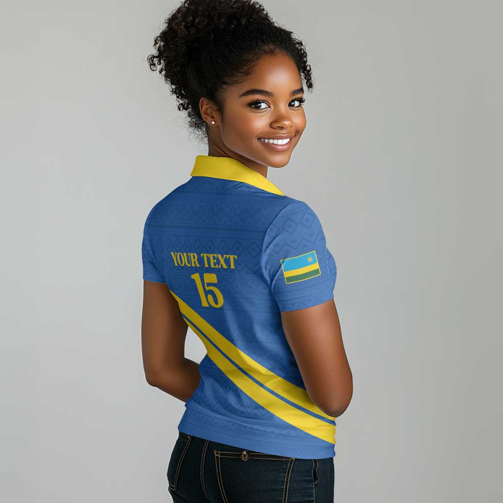 Custom Rwanda Football Women Polo Shirt Pride Of Rwanda - Blue LT15