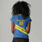 Custom Rwanda Football Women V-Neck T-Shirt Pride Of Rwanda - Blue LT15