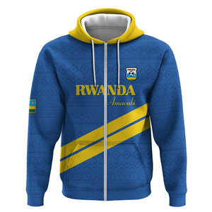 Custom Rwanda Football Zip Hoodie Pride Of Rwanda - Blue - African Pride