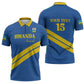 Custom Rwanda Football Zipper Polo Shirt Pride Of Rwanda - Blue - African Pride