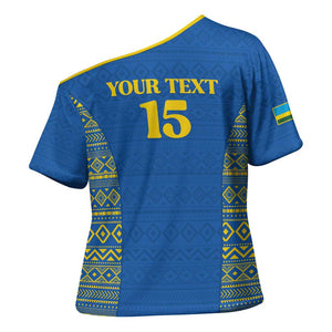 Rwanda Football Custom Cross Shoulder Shirt Stand With Amavubi - Blue - African Pride