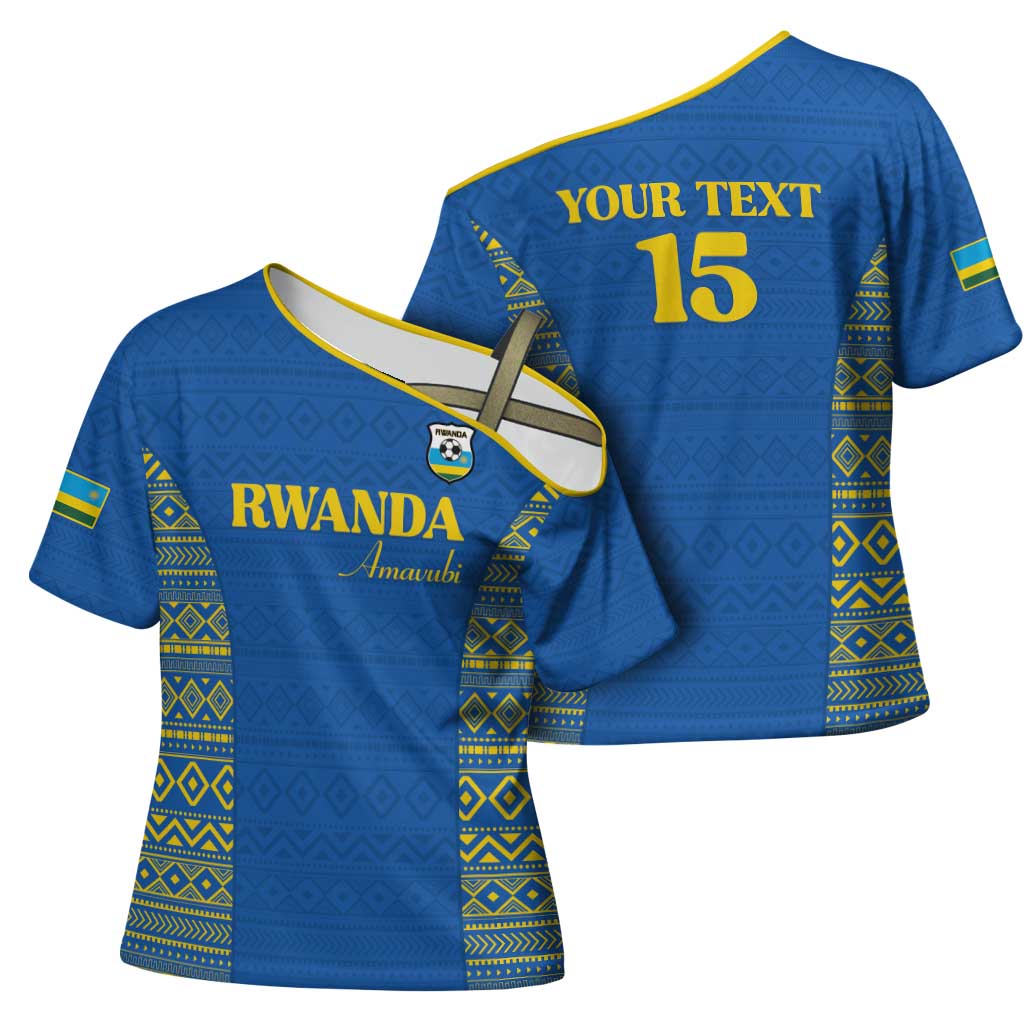 Rwanda Football Custom Cross Shoulder Shirt Stand With Amavubi - Blue - African Pride