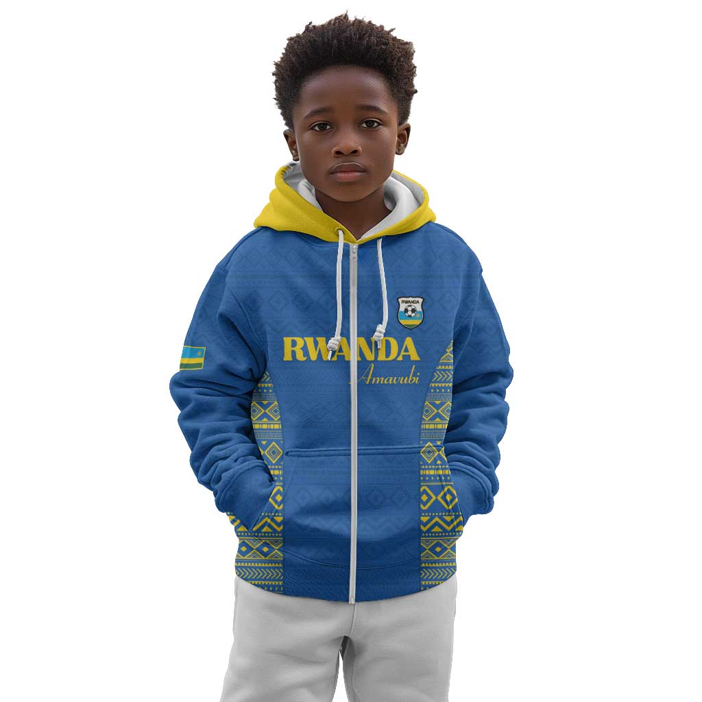 Rwanda Football Custom Kid Hoodie Stand With Amavubi - Blue - African Pride