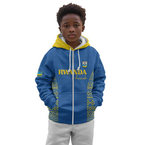 Rwanda Football Custom Kid Hoodie Stand With Amavubi - Blue - African Pride