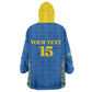 Rwanda Football Custom Kid Wearable Blanket Hoodie Stand With Amavubi - Blue - African Pride