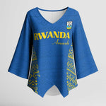 Rwanda Football Custom Kimono Sleeve Blouse Stand With Amavubi - Blue - African Pride