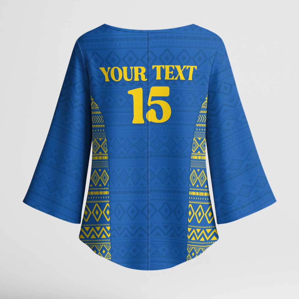 Rwanda Football Custom Kimono Sleeve Blouse Stand With Amavubi - Blue - African Pride