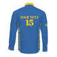 Rwanda Football Custom Long Sleeve Button Shirt Stand With Amavubi - Blue - African Pride