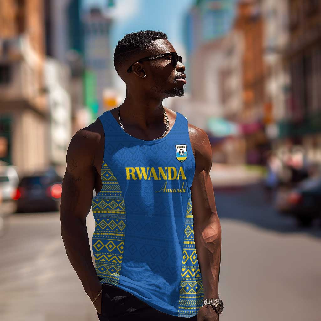 Rwanda Football Custom Men Tank Top Stand With Amavubi - Blue - African Pride