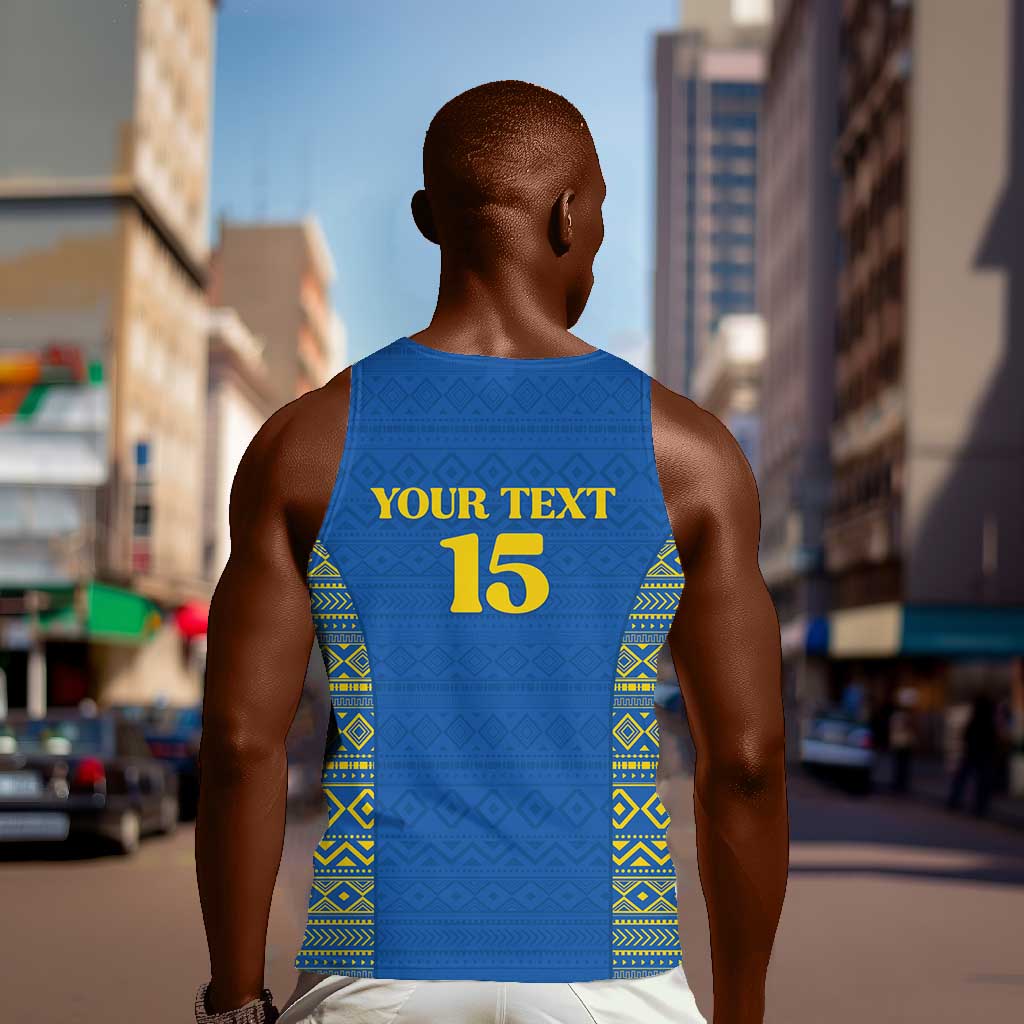 Rwanda Football Custom Men Tank Top Stand With Amavubi - Blue - African Pride
