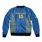 Rwanda Football Custom Sleeve Zip Bomber Jacket Stand With Amavubi - Blue - African Pride