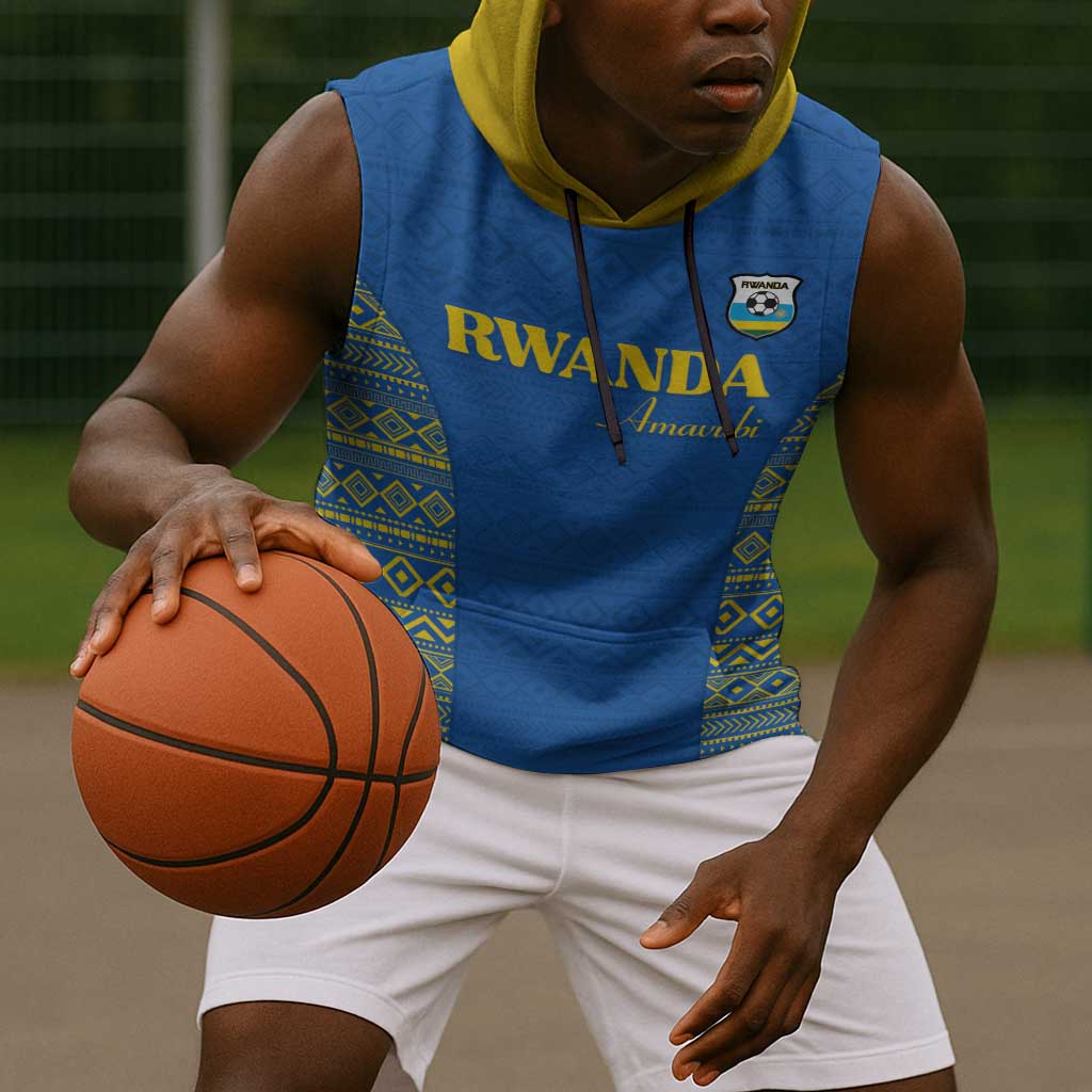 Rwanda Football Custom Sleeveless Hoodie Stand With Amavubi - Blue - African Pride