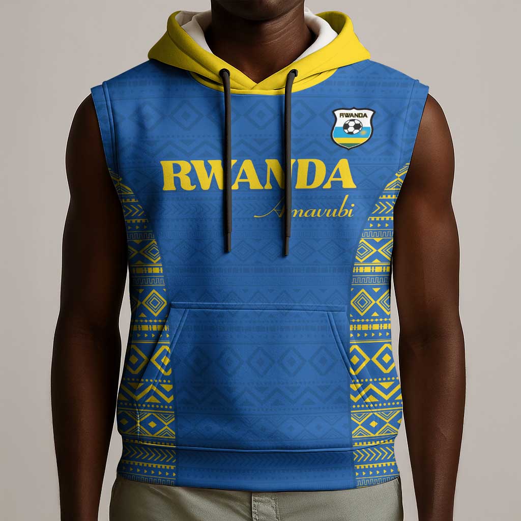 Rwanda Football Custom Sleeveless Hoodie Stand With Amavubi - Blue - African Pride