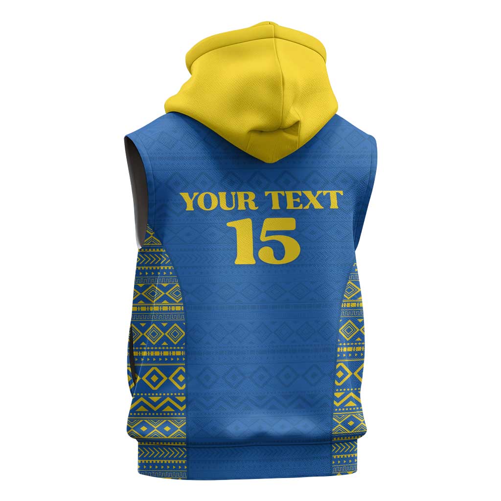 Rwanda Football Custom Sleeveless Zip Hoodie Stand With Amavubi - Blue - African Pride