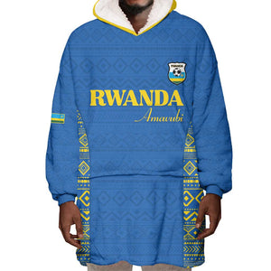 Rwanda Football Custom Wearable Blanket Hoodie Stand With Amavubi - Blue - African Pride