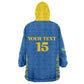 Rwanda Football Custom Wearable Blanket Hoodie Stand With Amavubi - Blue - African Pride