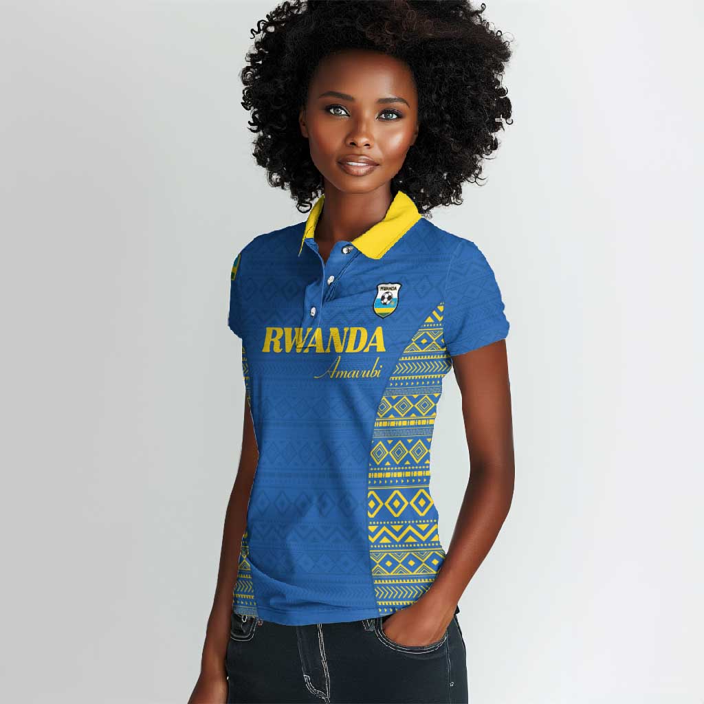 Rwanda Football Custom Women Polo Shirt Stand With Amavubi - Blue LT15