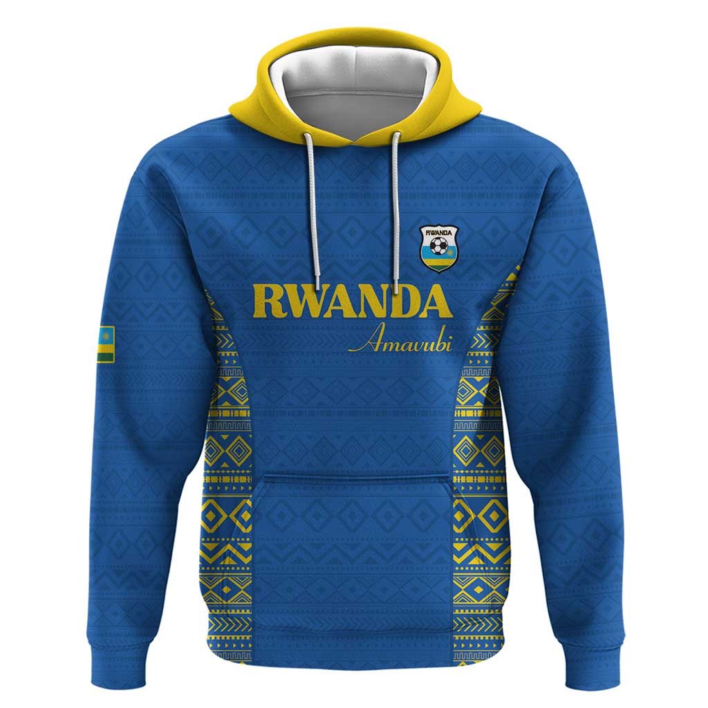 Rwanda Football Custom Zip Hoodie Stand With Amavubi - Blue - African Pride