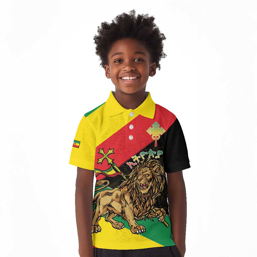 Ethiopia Lion of Judah Kid Polo Shirt Ethiopia Empire 1270-1974
