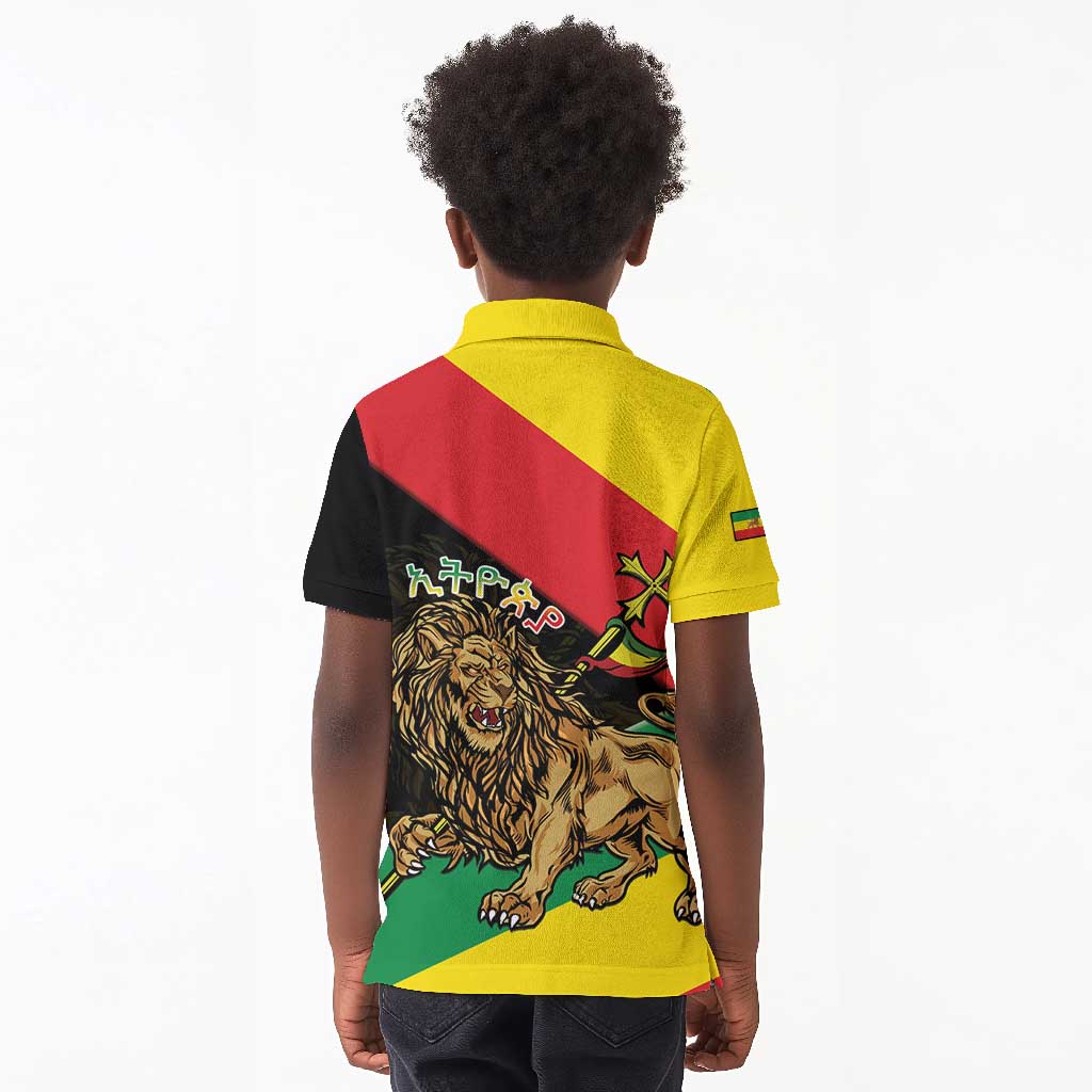 Ethiopia Lion of Judah Kid Polo Shirt Ethiopia Empire 1270-1974