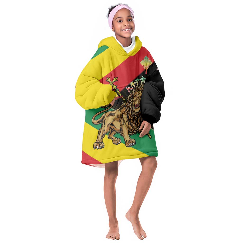 Ethiopia Lion of Judah Kid Wearable Blanket Hoodie Ethiopia Empire 1270-1974