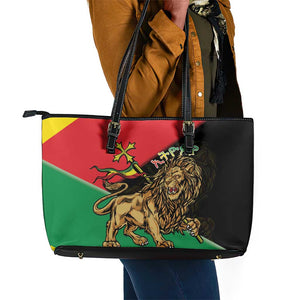 Ethiopia Lion of Judah Leather Tote Bag Ethiopia Empire 1270-1974