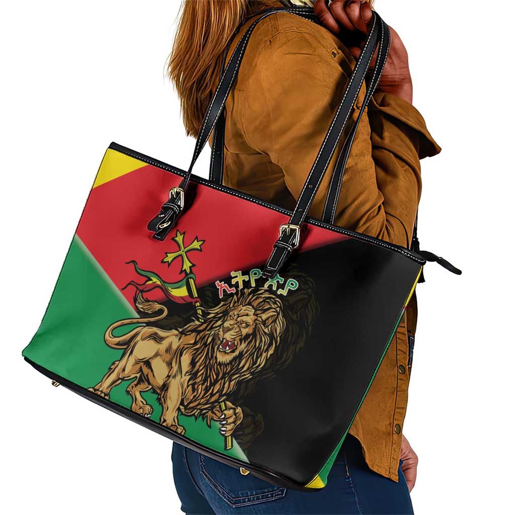 Ethiopia Lion of Judah Leather Tote Bag Ethiopia Empire 1270-1974