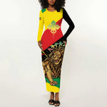Ethiopia Lion of Judah Long Sleeve Bodycon Dress Ethiopia Empire 1270-1974 LT15