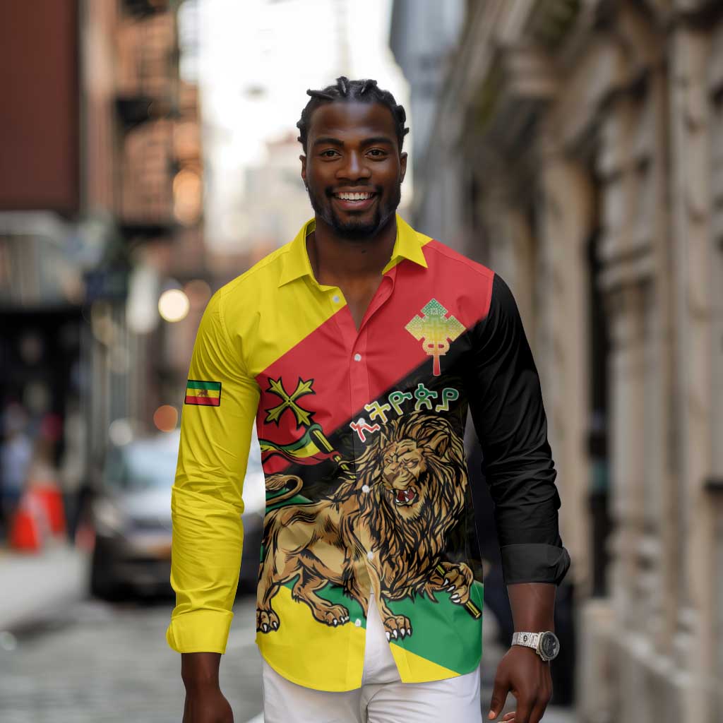 Ethiopia Lion of Judah Long Sleeve Button Shirt Ethiopia Empire 1270-1974