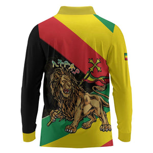 Ethiopia Lion of Judah Long Sleeve Polo Shirt Ethiopia Empire 1270-1974