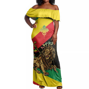 Ethiopia Lion of Judah Off Shoulder Maxi Dress Ethiopia Empire 1270-1974