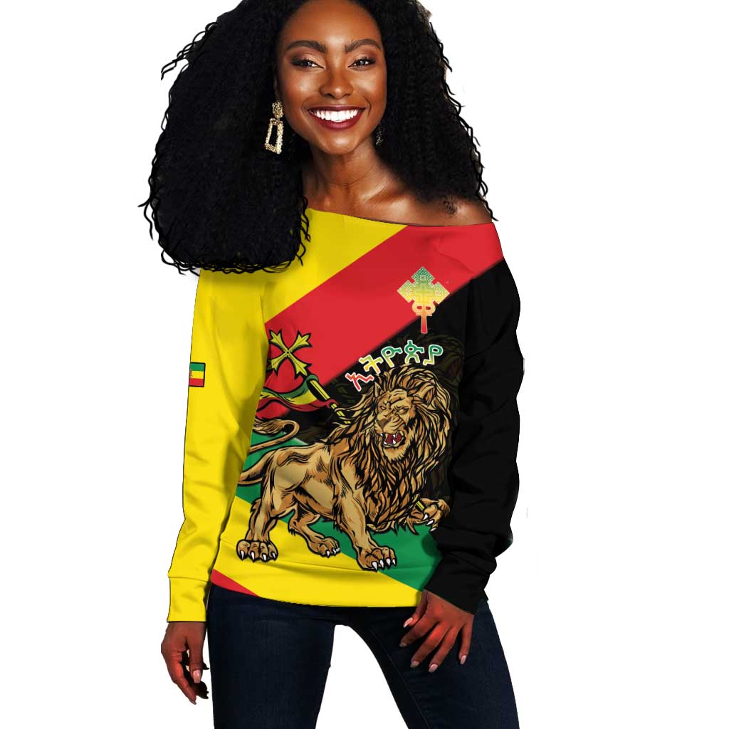 Ethiopia Lion of Judah Off Shoulder Sweater Ethiopia Empire 1270-1974