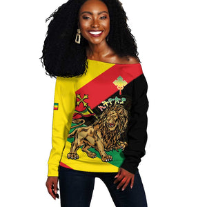 Ethiopia Lion of Judah Off Shoulder Sweater Ethiopia Empire 1270-1974