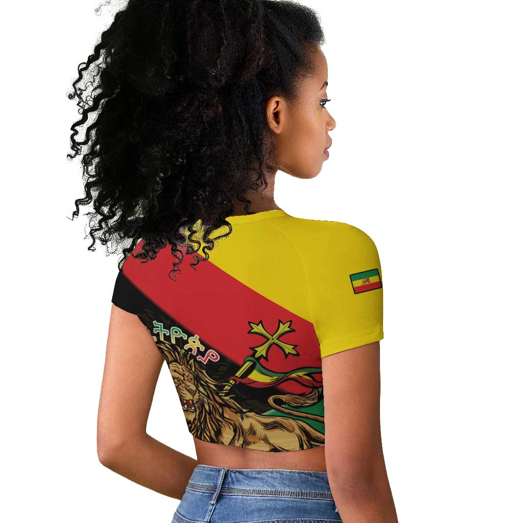 Ethiopia Lion of Judah Raglan Cropped T shirt Ethiopia Empire 1270-1974