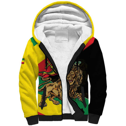 Ethiopia Lion of Judah Sherpa Hoodie Ethiopia Empire 1270-1974