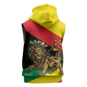 Ethiopia Lion of Judah Sleeveless Zip Hoodie Ethiopia Empire 1270-1974 - African Pride