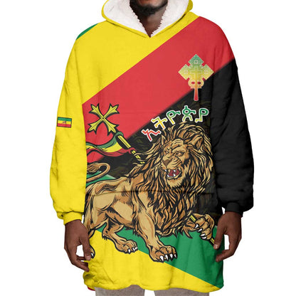 Ethiopia Lion of Judah Wearable Blanket Hoodie Ethiopia Empire 1270-1974