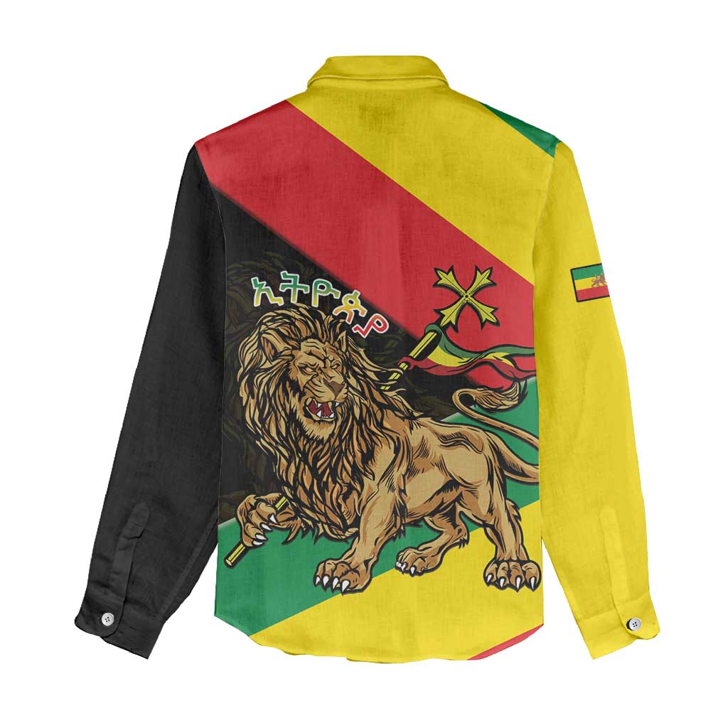 Ethiopia Lion of Judah Women Casual Shirt Ethiopia Empire 1270-1974 LT15