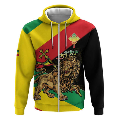 Ethiopia Lion of Judah Zip Hoodie Ethiopia Empire 1270-1974