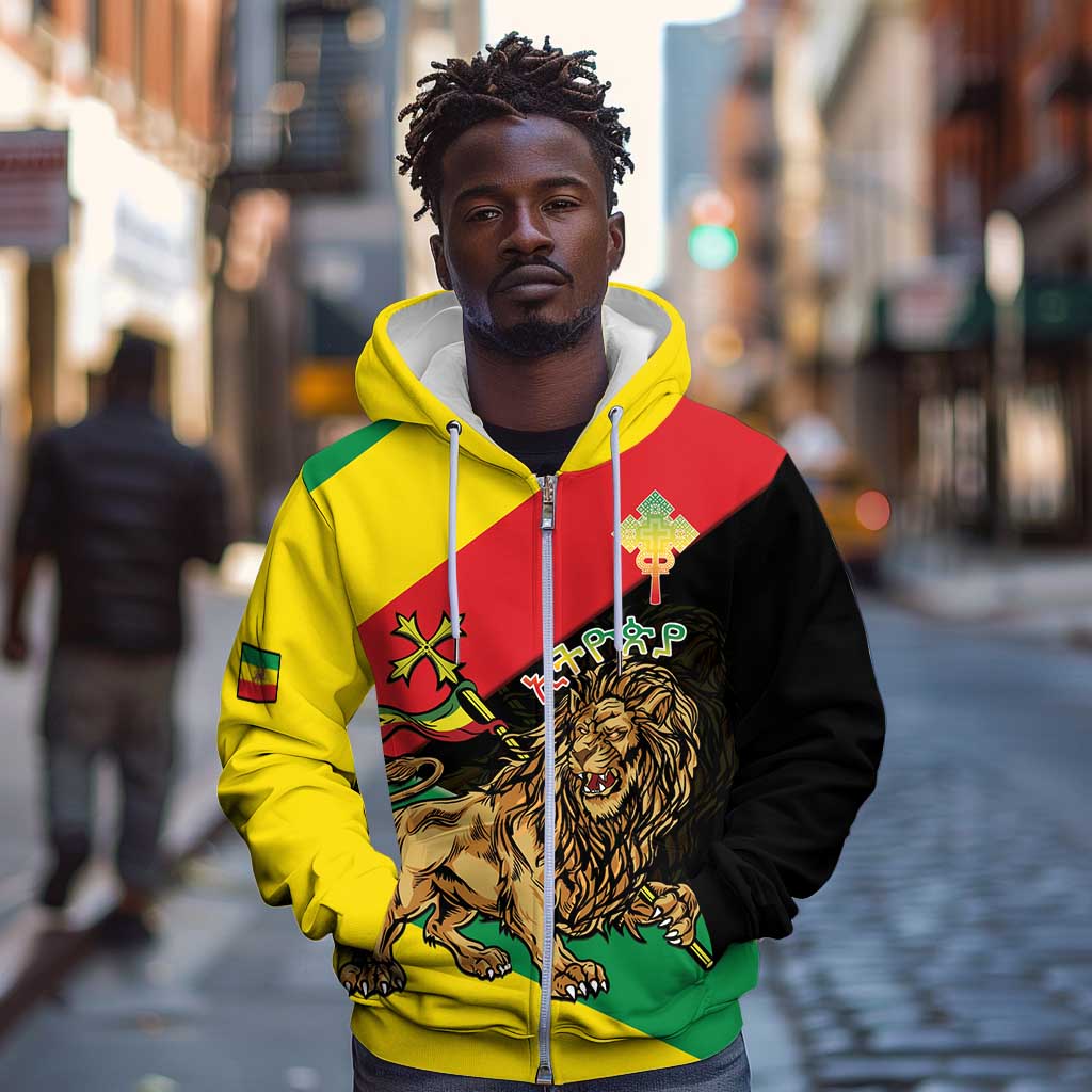 Ethiopia Lion of Judah Zip Hoodie Ethiopia Empire 1270-1974