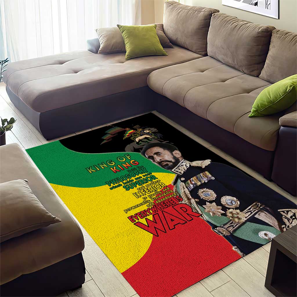 Jah Rastafari Area Rug Haile Selassie