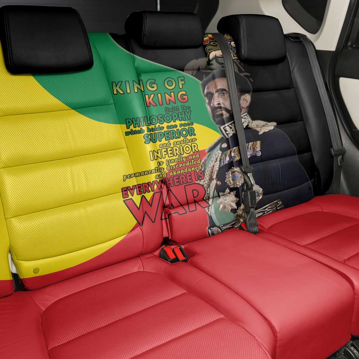 Jah Rastafari Back Car Seat Cover Haile Selassie