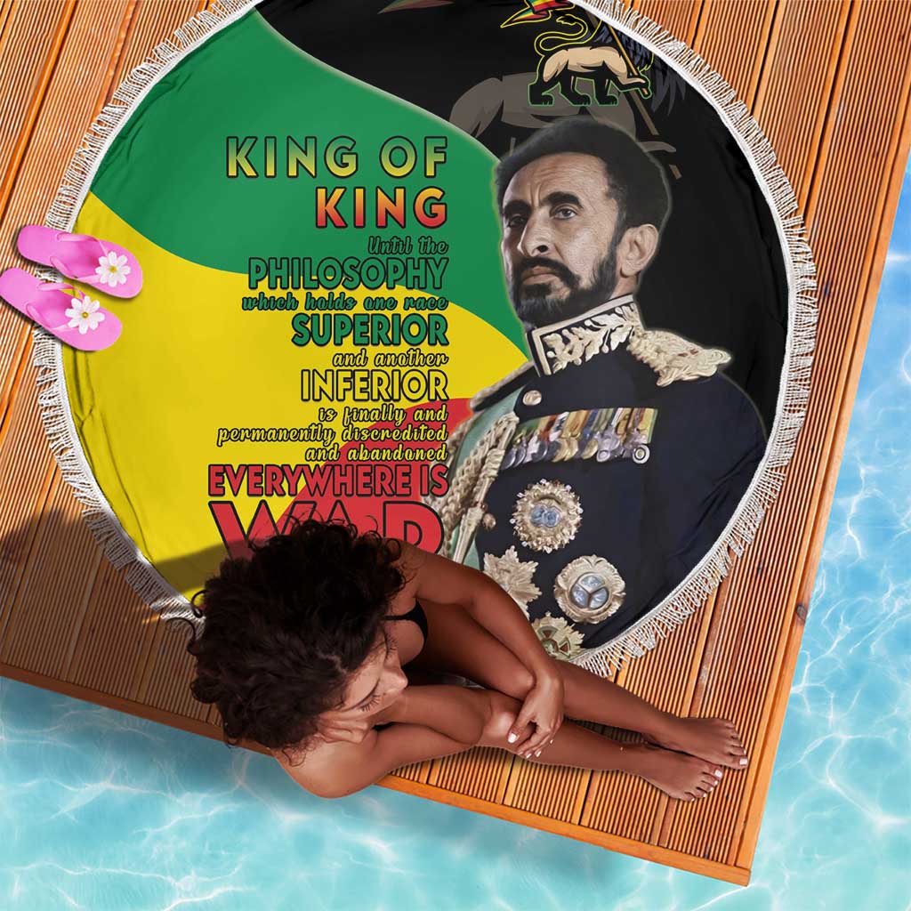 Jah Rastafari Beach Blanket Haile Selassie