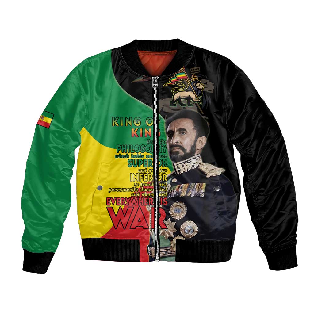Jah Rastafari Bomber Jacket Haile Selassie