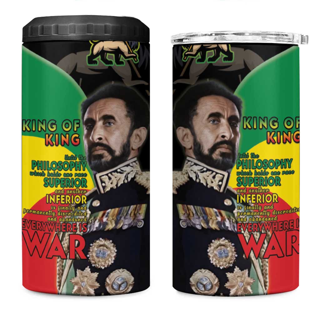 Jah Rastafari 4 in 1 Can Cooler Tumbler Haile Selassie
