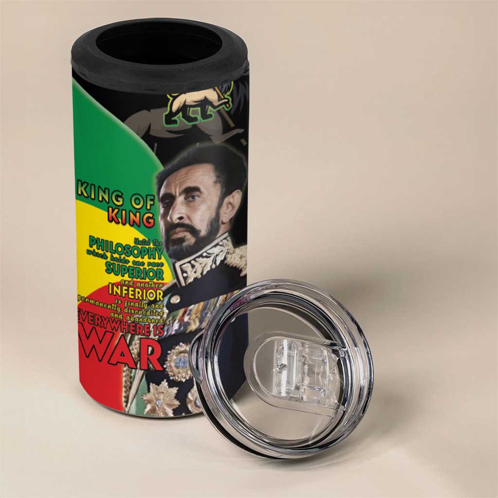 Jah Rastafari 4 in 1 Can Cooler Tumbler Haile Selassie