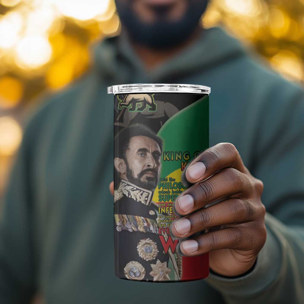 Jah Rastafari 4 in 1 Can Cooler Tumbler Haile Selassie