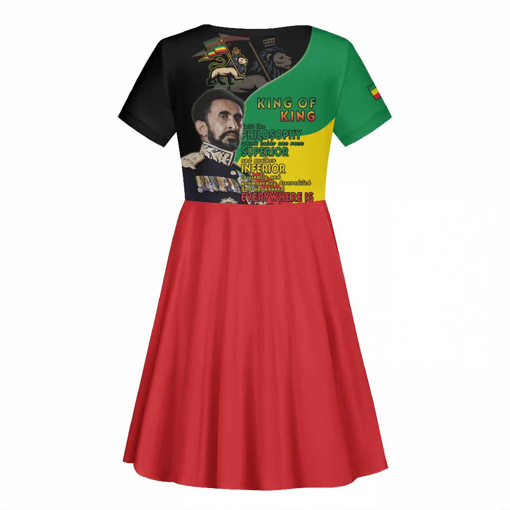 Jah Rastafari Kid Short Sleeve Dress Haile Selassie